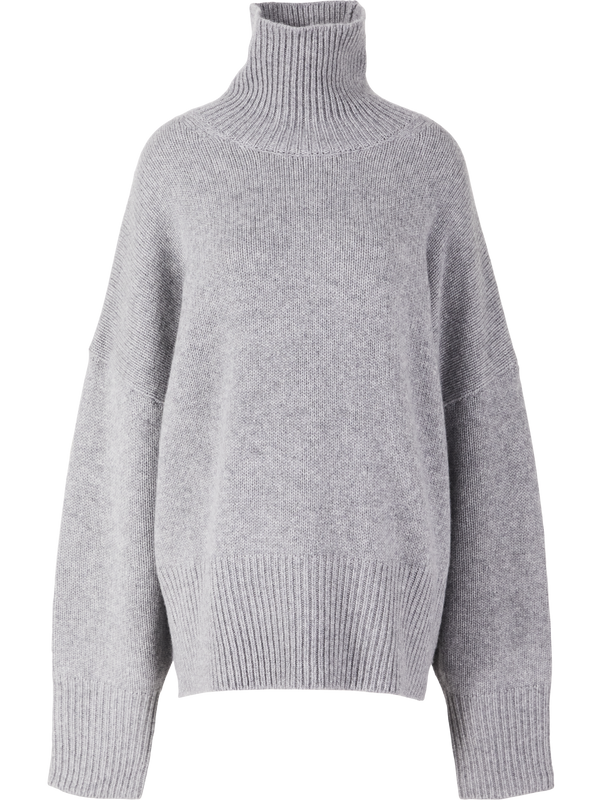 Oversized Cashmere-Pullover mit Rollkragen Silver Melange