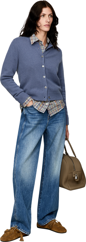 Cropped Cashmere-Strickjacke De Nimes