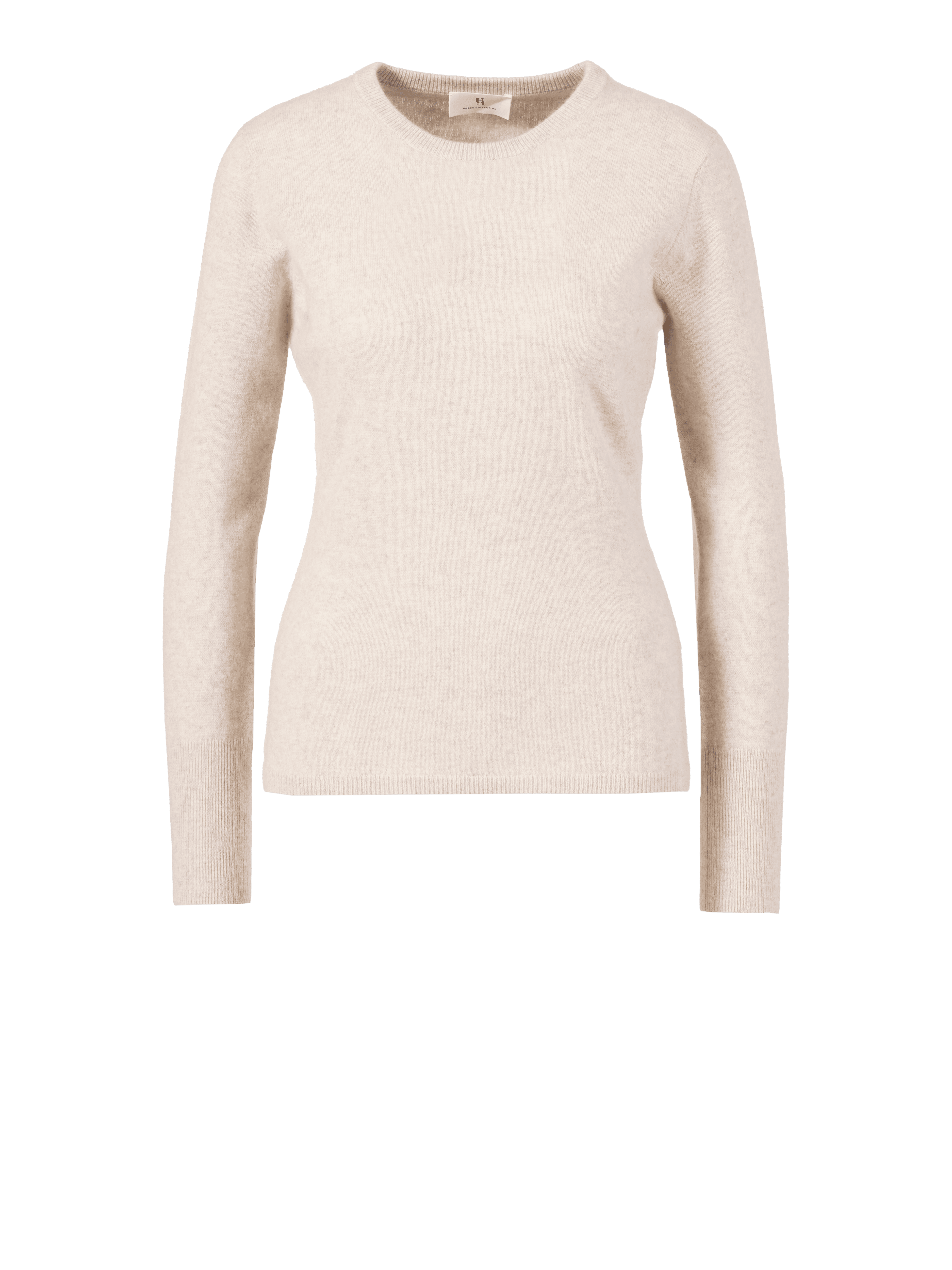 Cashmere-Rundhalspullover Beige