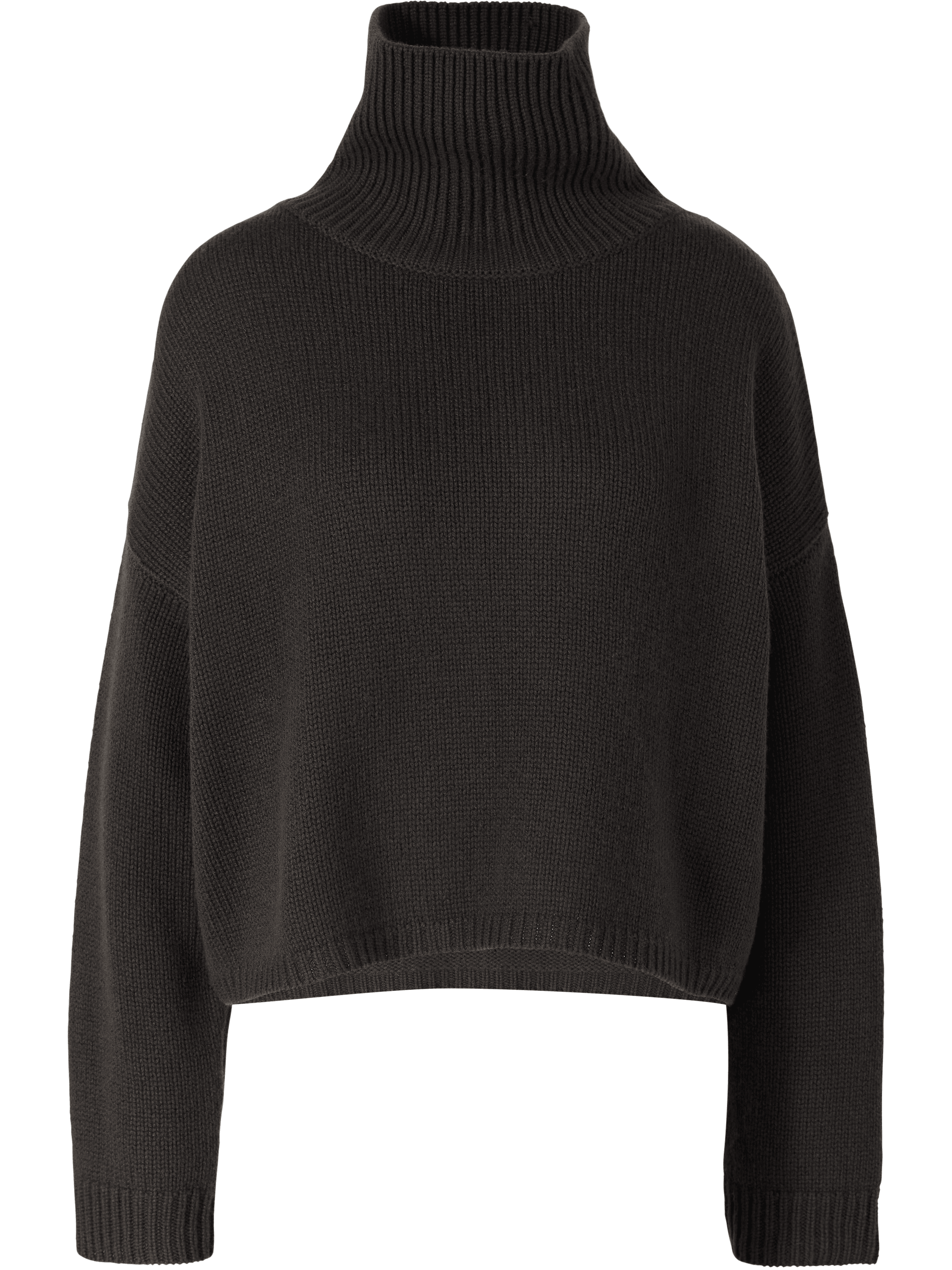 'Zerlina' cashmere jumper with a roll neck – dark brown