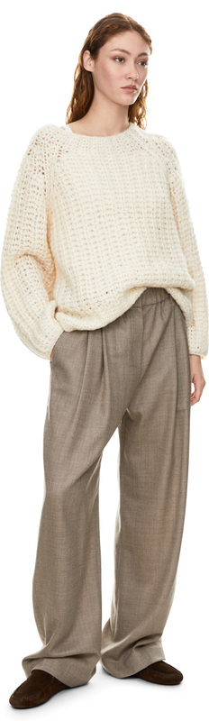 Handgestrickter Cashmere-Seidenpullover 'Valencia' Ecru