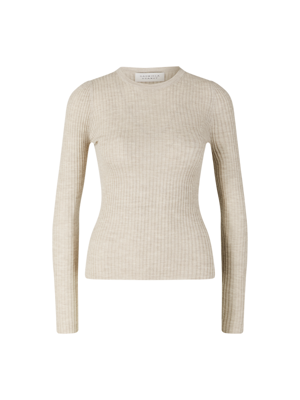'Browning' ribbed cashmere and silk shirt in beige