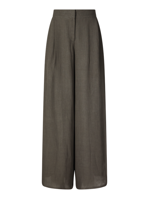 Weite Hose aus Crêpe-Leinen Anthrazit
