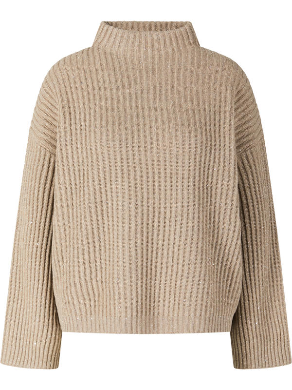 Cashmere and wool jumper with sequins beige