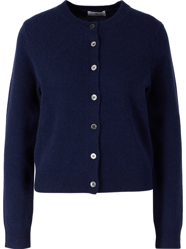 Cropped Cashmere-Strickjacke Midnight