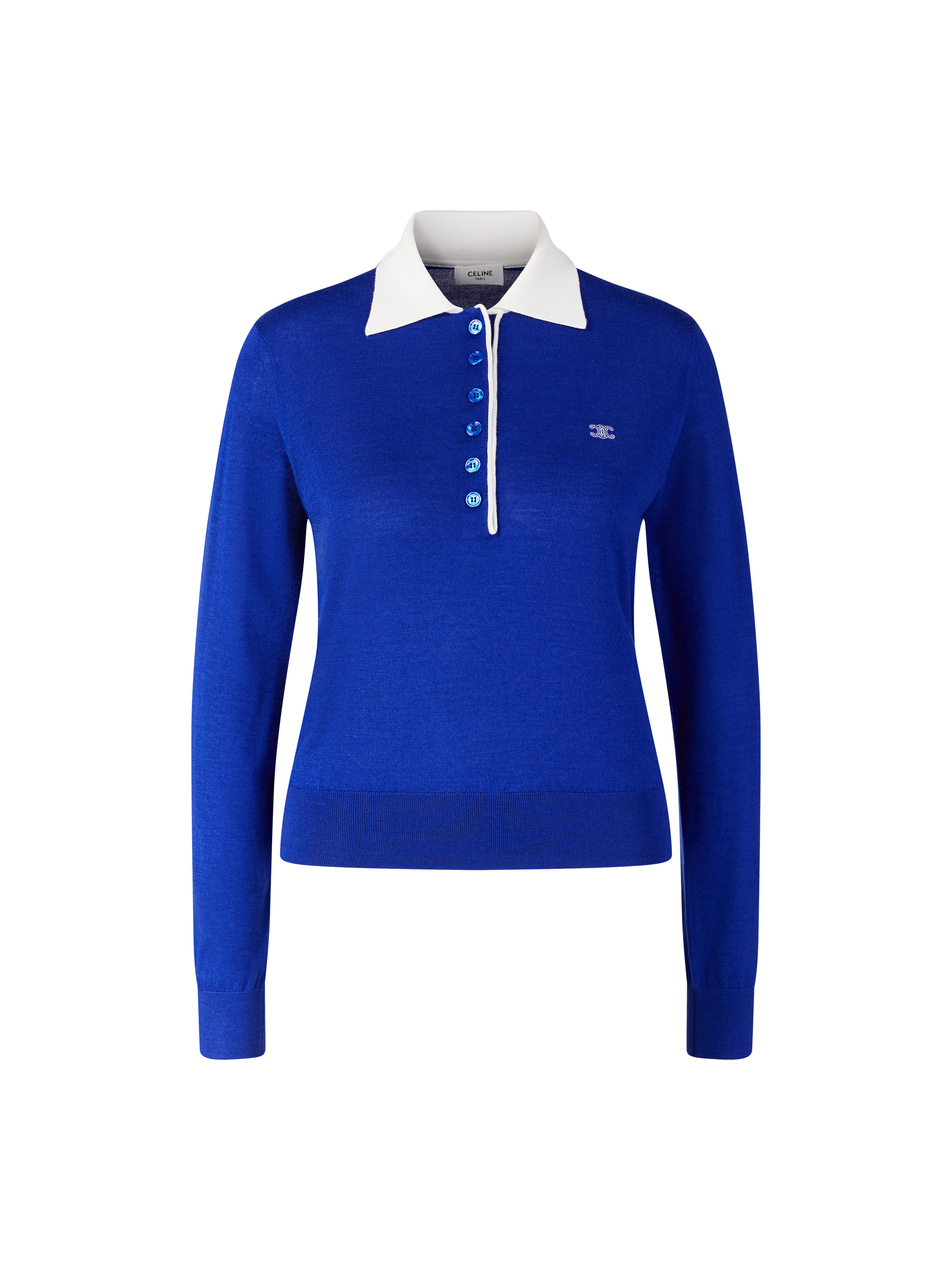 Cashmere-Seidenpullover mit Polokragen Blau