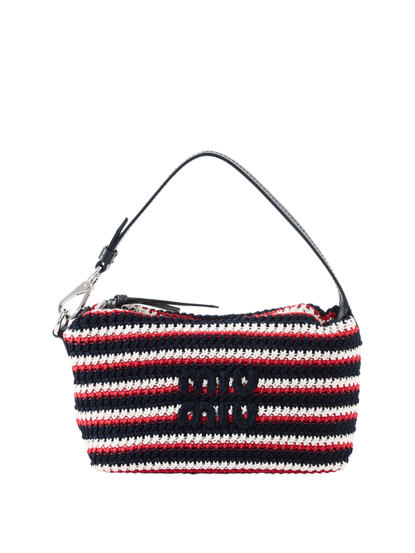 Gehäkelte Pouch mit Logo Marineblau