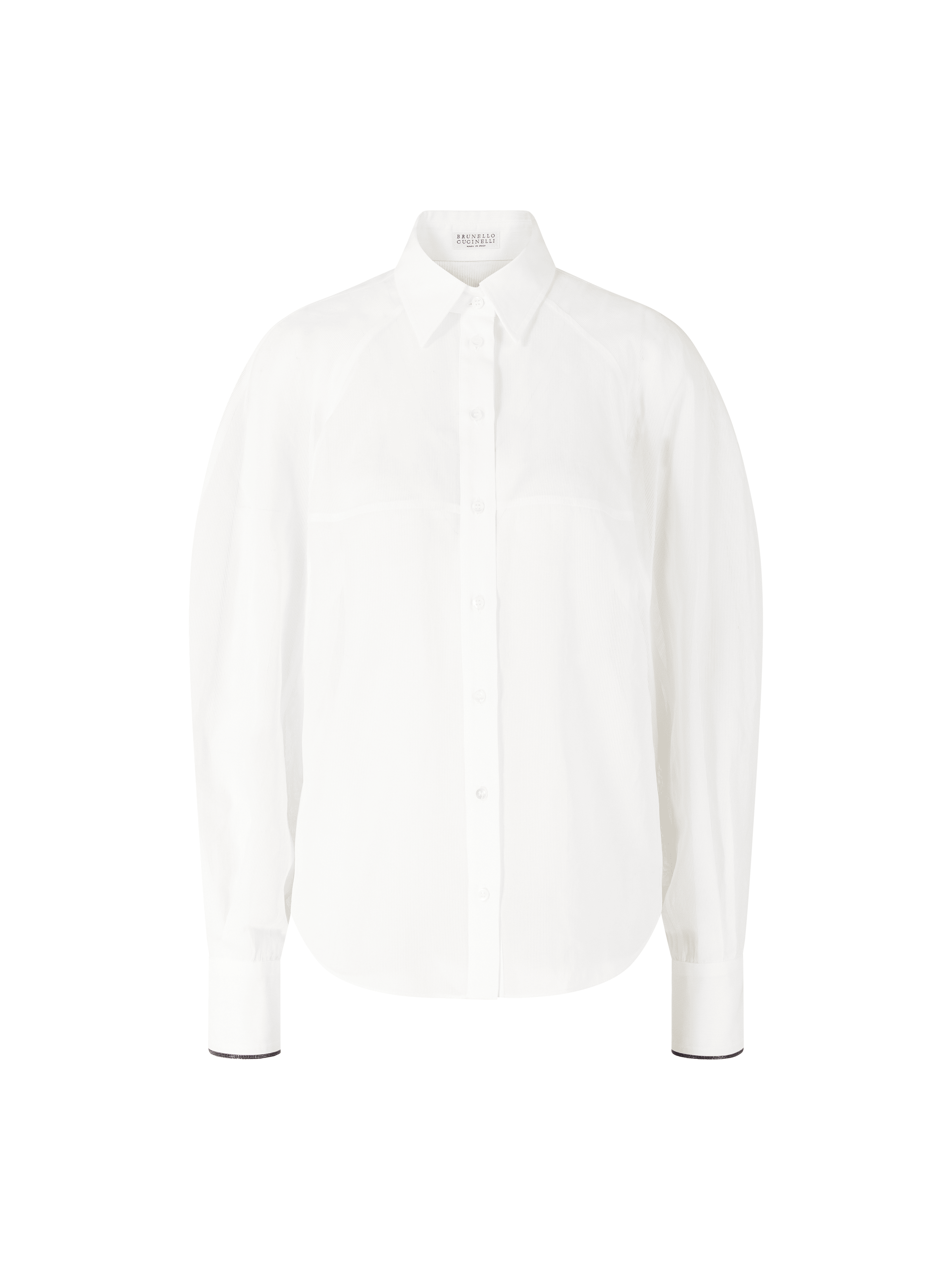 Semitransparente Bluse mit Monili-Perlen Weiß