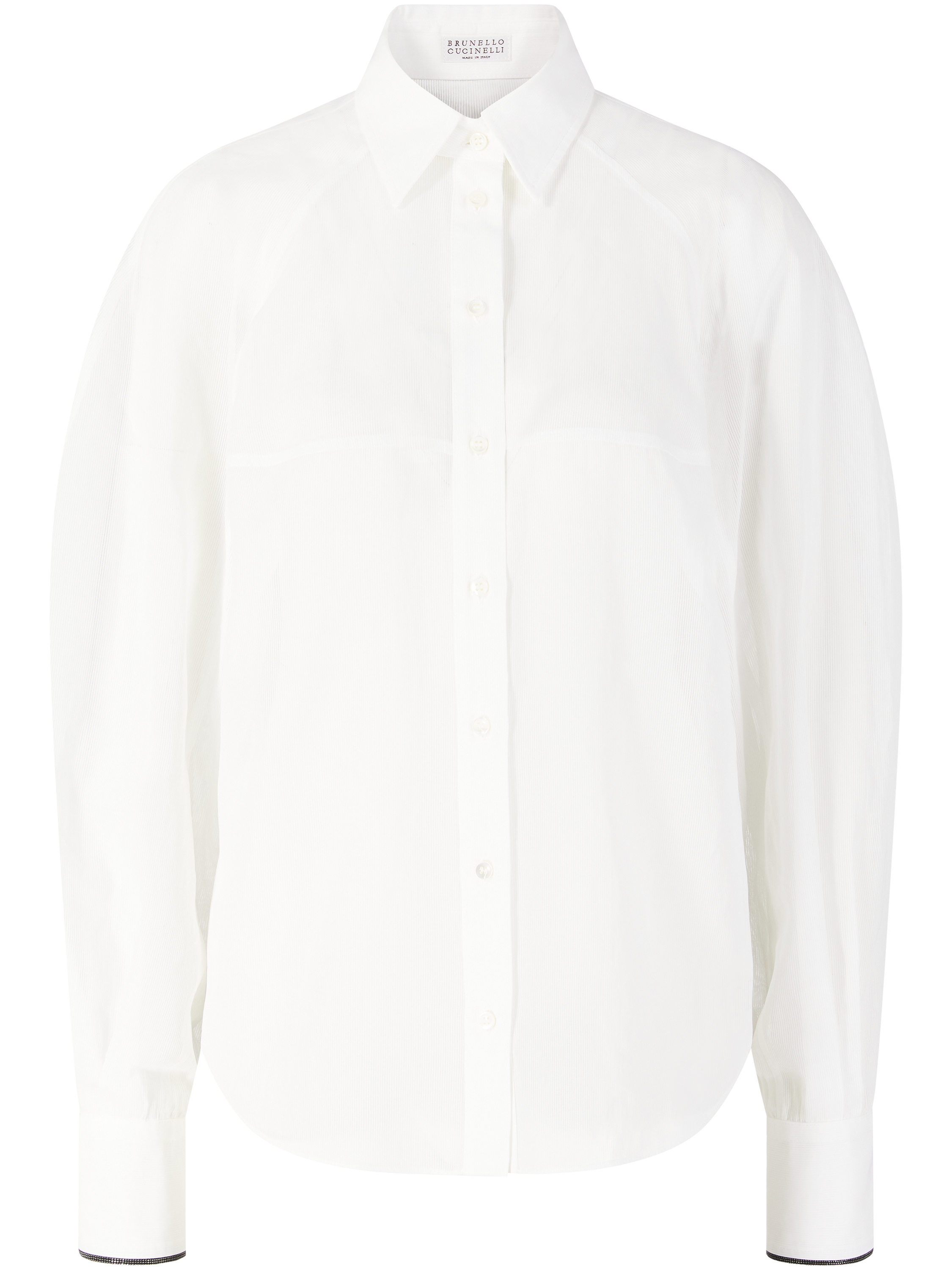 Semitransparente Bluse mit Monili-Perlen Weiß