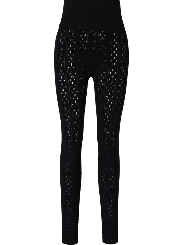 Black lace-patterned leggings