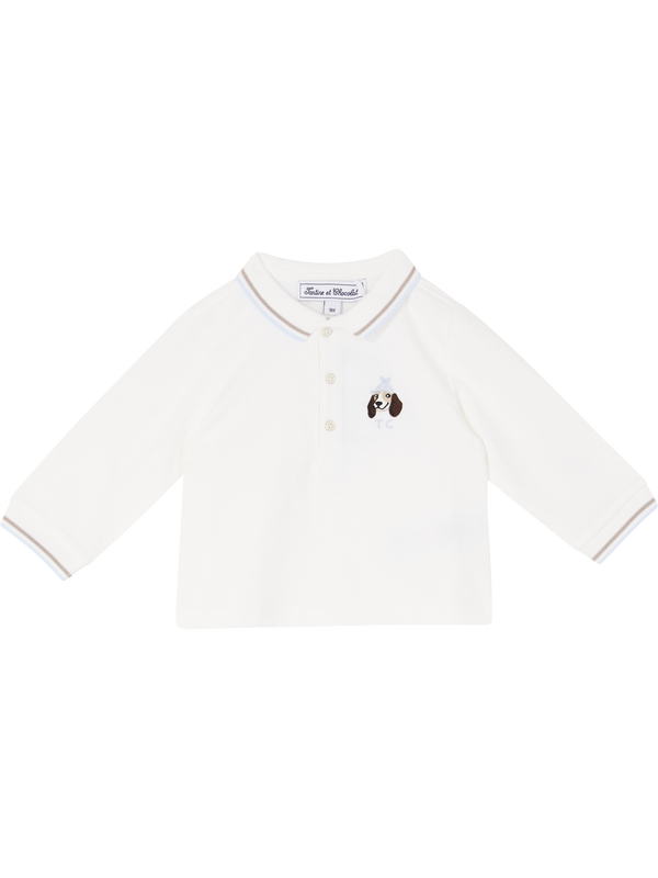 Polo shirt with embroidered logo, cream