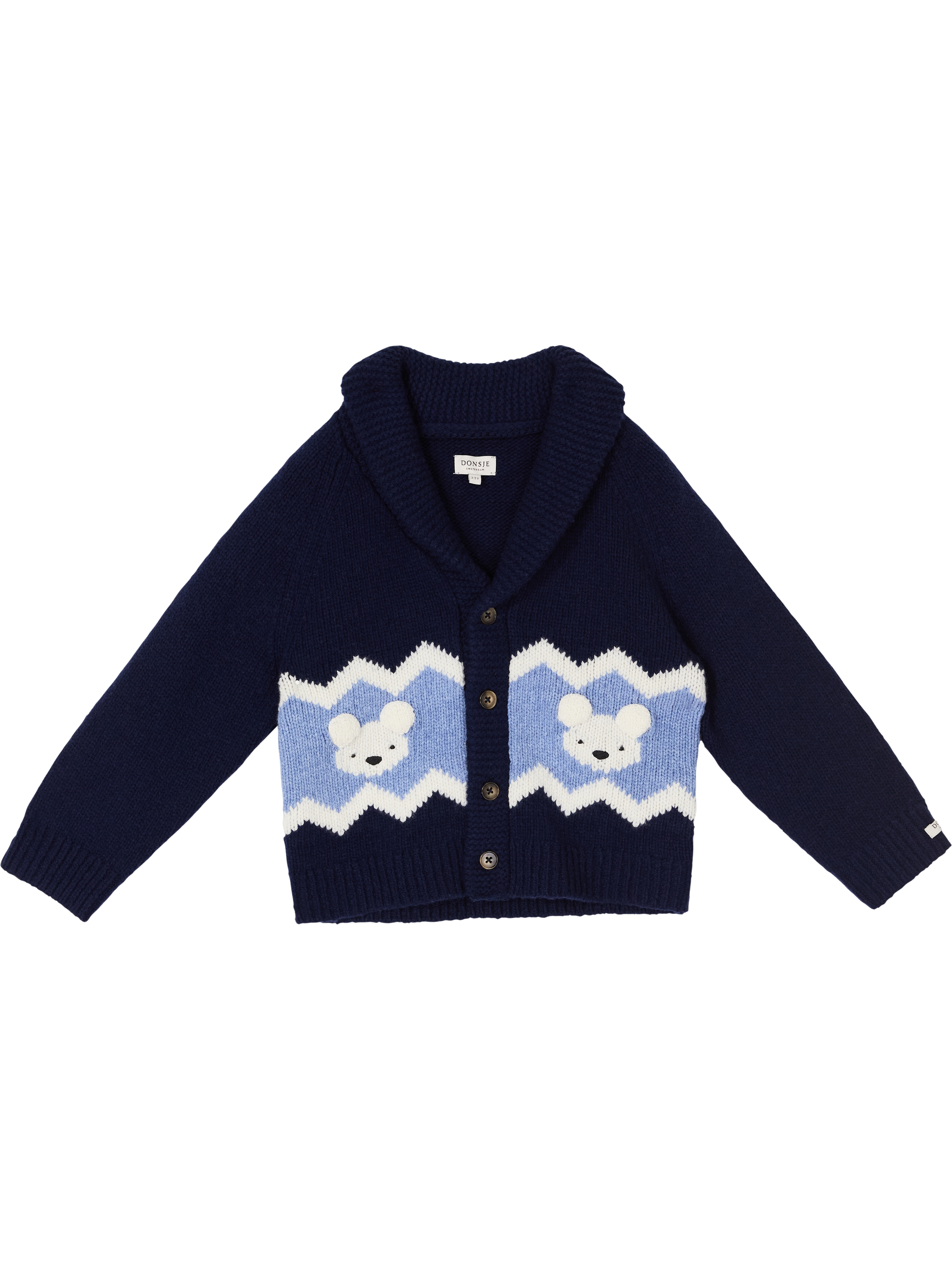 Donsje 'Polar Bears' merino wool cardigan, navy blue, Product view – UNGER.DE