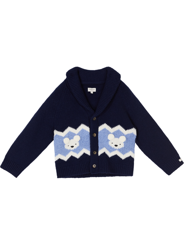 Strickjacke 'Polar Bears' aus Merinowolle Marineblau