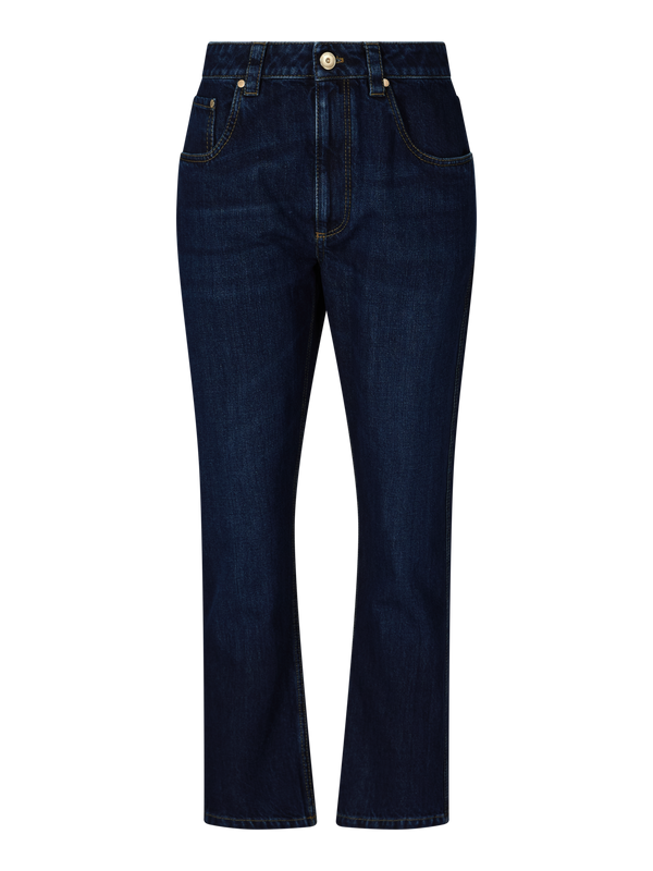Straight-leg jeans with Monili pearls dark blue