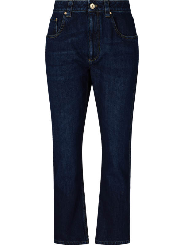 Straight-leg jeans with Monili pearls dark blue