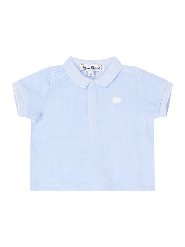 Poloshirt mit Igel-Patch aus Frottee Blau