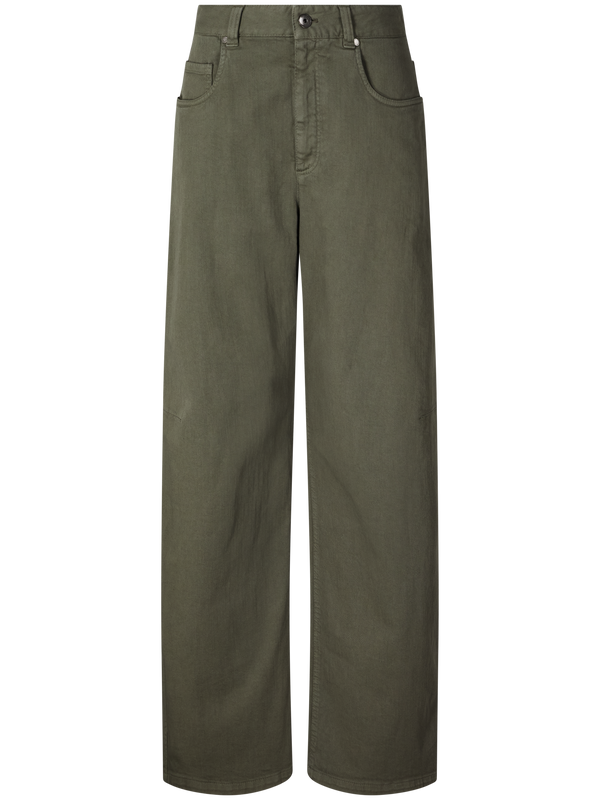 Straight-Leg Jeans mit Monili Perlen Olivgrün