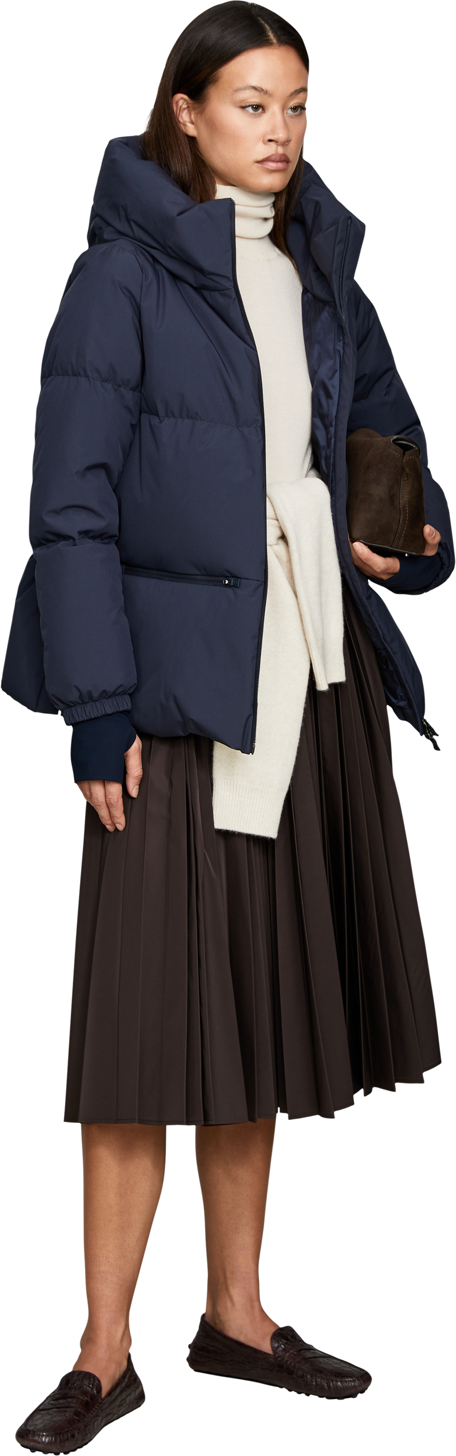 Herno Daunenjacke 'Laminar A Shape' Marineblau, Modelansicht – UNGER.DE