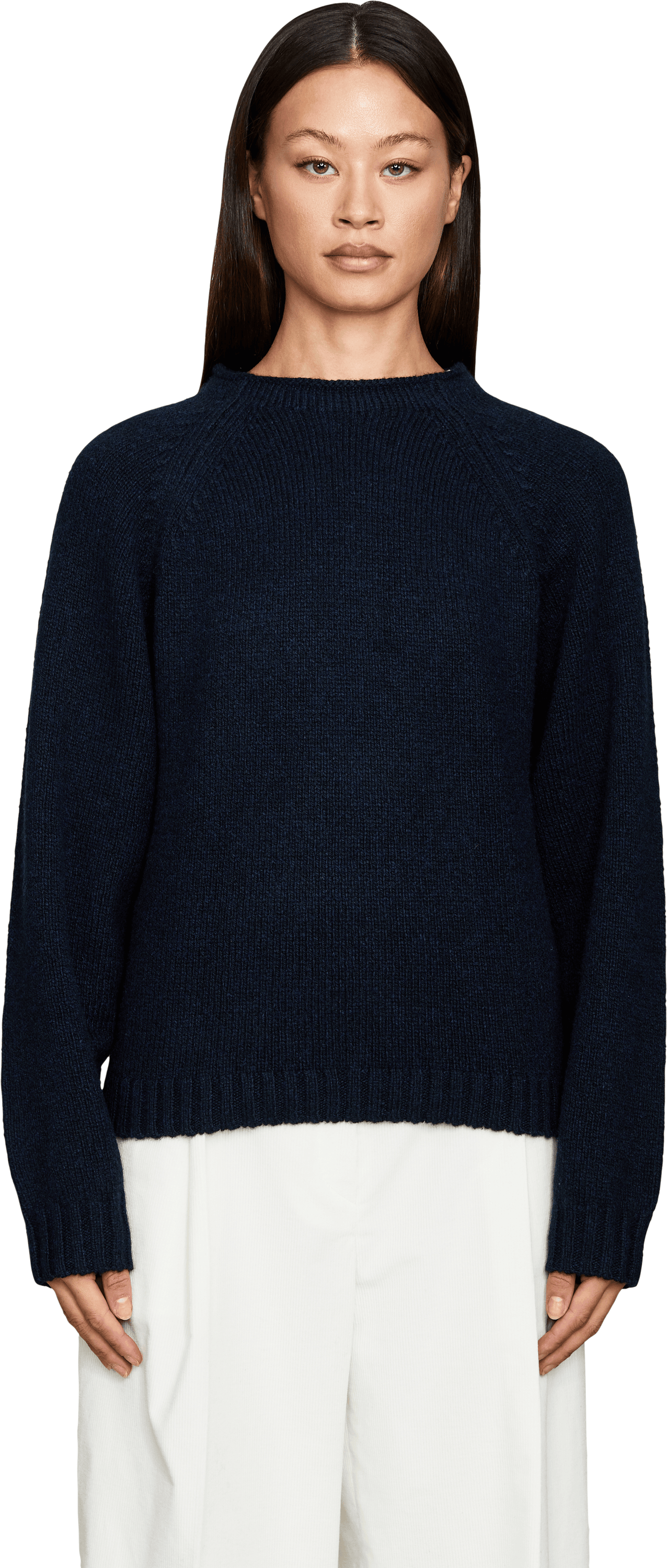 Khaite Cashmere-Pullover 'Simone' Marineblau, Frontansicht – UNGER.DE