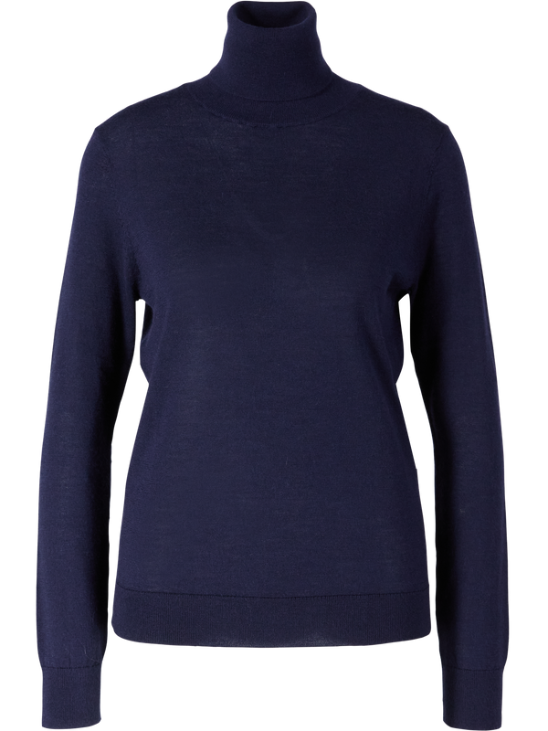 Wool, cashmere and silk jumper with a roll neck – Midnight