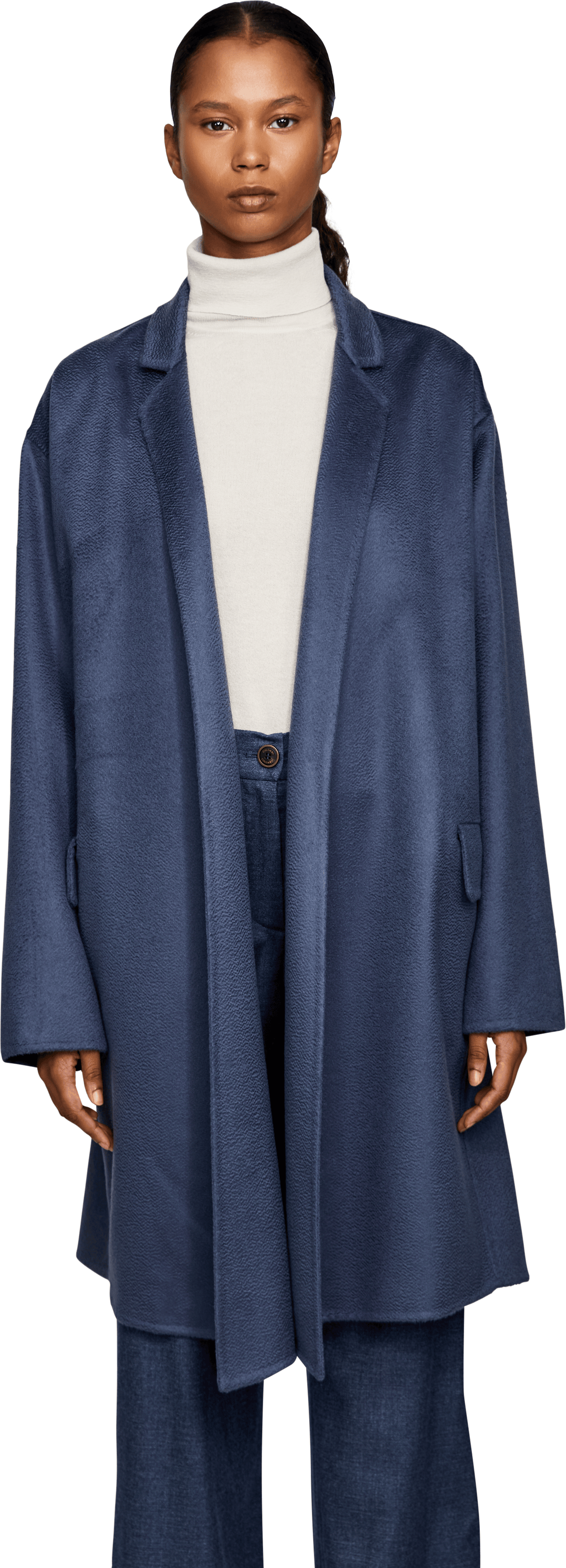 Colombo Cashmere-Mantel Indigo Blau, Frontansicht – UNGER.DE