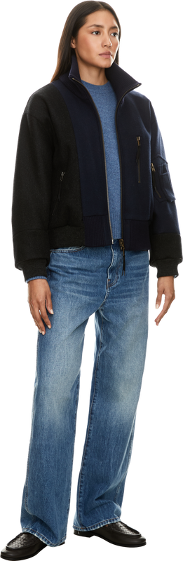 Blue cashmere jumper with patches