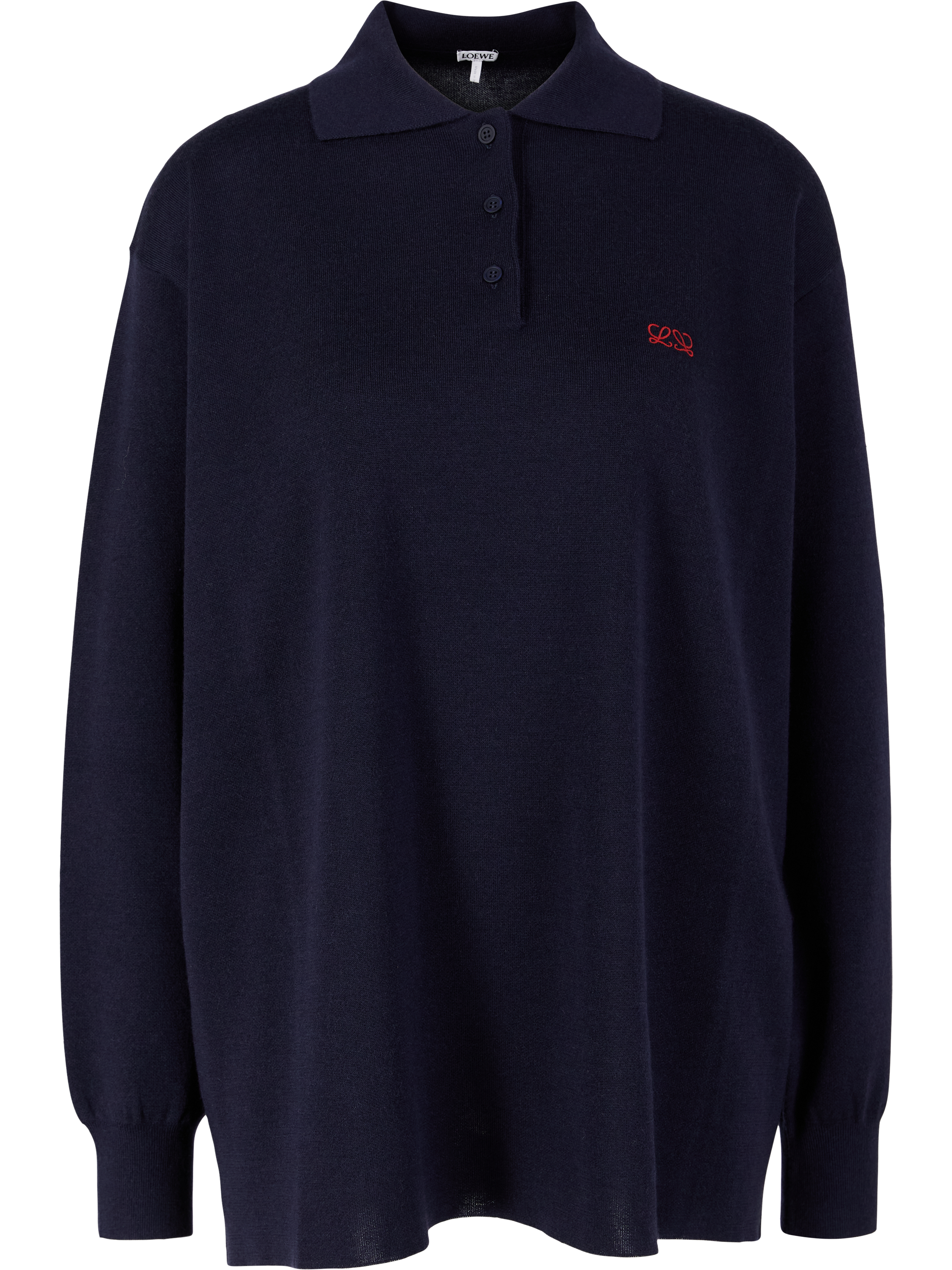 LOEWE Cashmere-Seidenpullover mit Polokragen Marineblau, Produktansicht – UNGER.DE