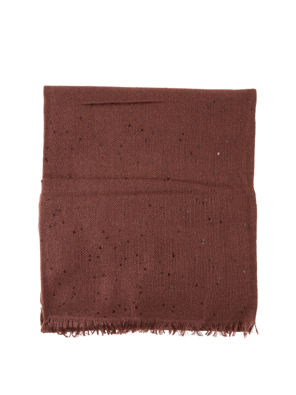Cashmere-Seidenschal mit Pailletten Dunkelbraun