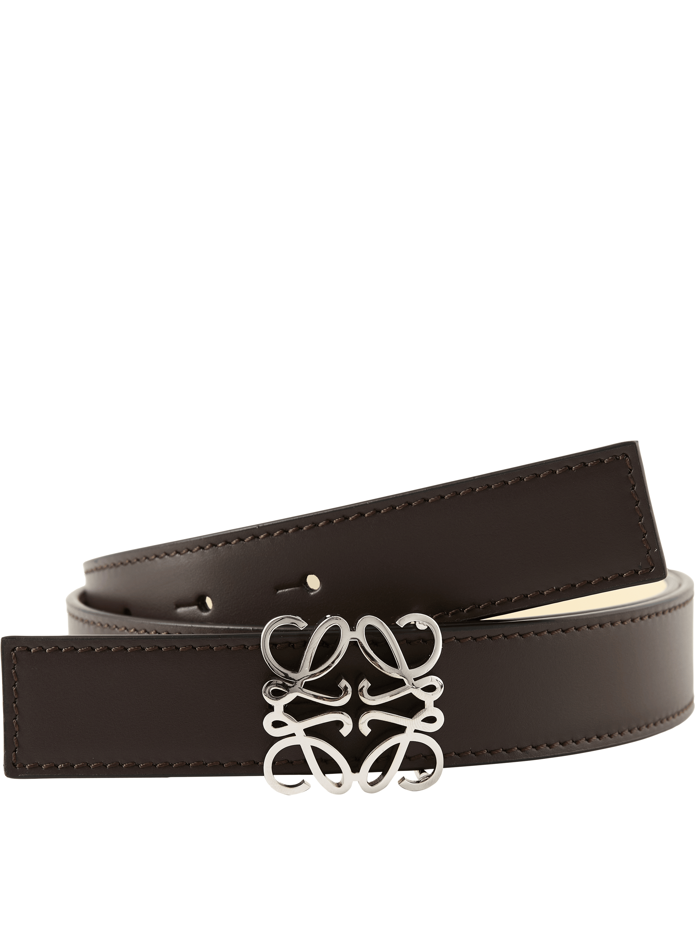 LOEWE 'Anagram Bombee' belt – Dark Chestnut/Vanilla, Front view – UNGER.DE