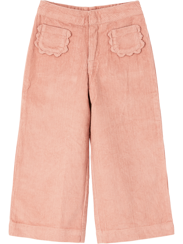 Corduroy trousers with floral pockets rose