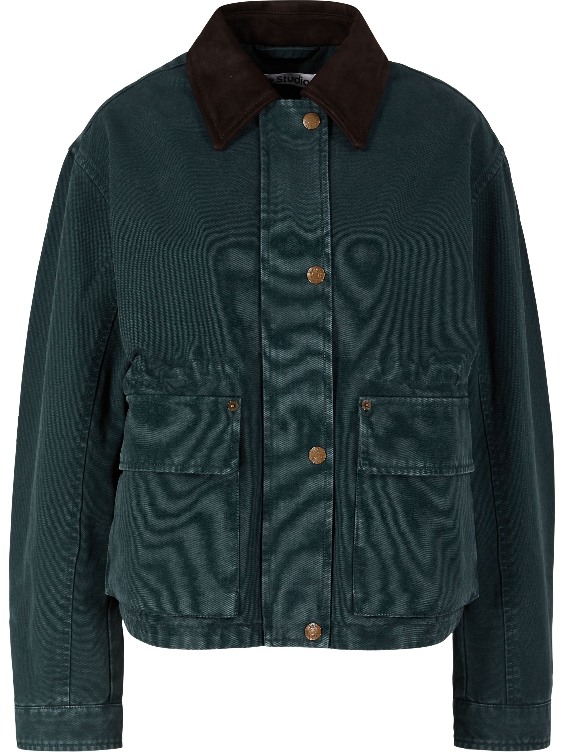 Acne Studios Blousonjacke aus gewaschenem Canvas Dunkelgrün, Produktansicht – UNGER.DE