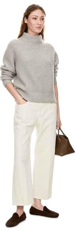 Cashmere-Pullover 'Bardelia' mit Stehkragen Kiesel
