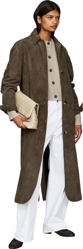 'Geta' coat in dark brown lambskin