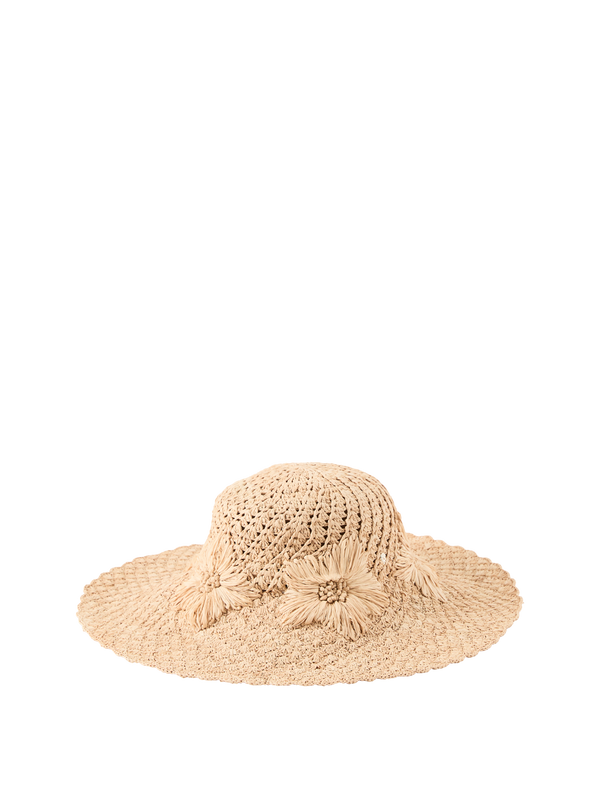 Floral sun hat 'Nadia Crochet' beige