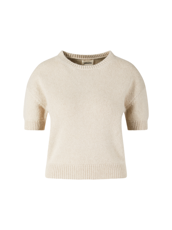 Kurzärmeliger Cashmere-Pullover 'Golden' Beige