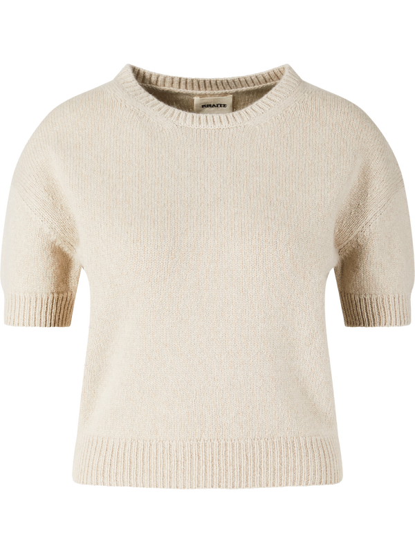 'Golden' Beige Short-Sleeved Cashmere Jumper