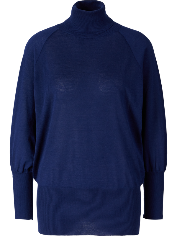 Cashmere turtleneck jumper with raglan sleeves indigo