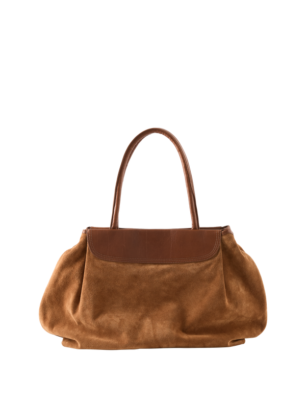 'Blossom' shopper in cognac suede