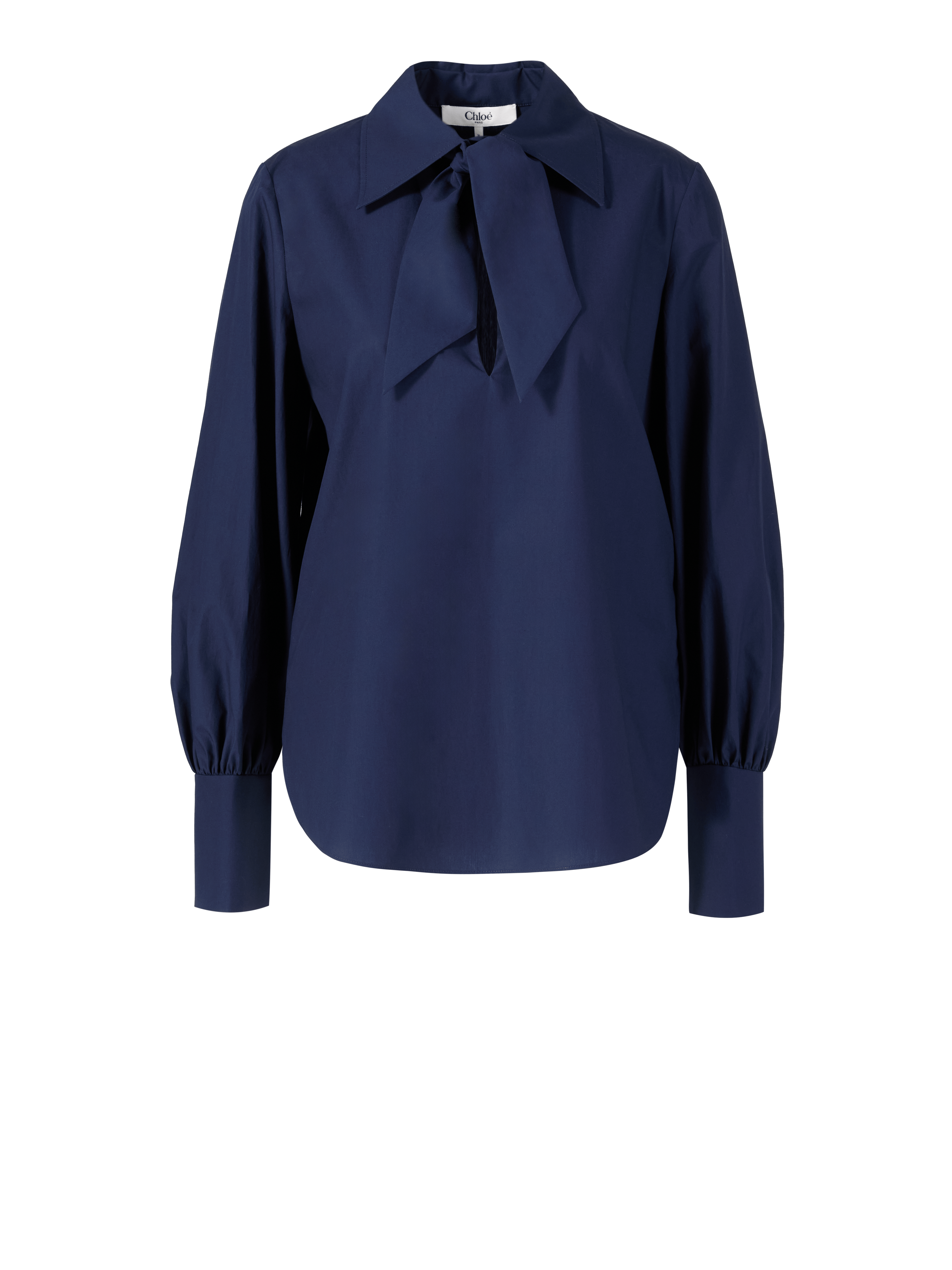 Blouse with bow navy blue