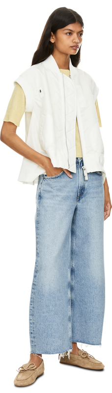 Ärmellose Bomberjacke mit Wolldetails Weiß