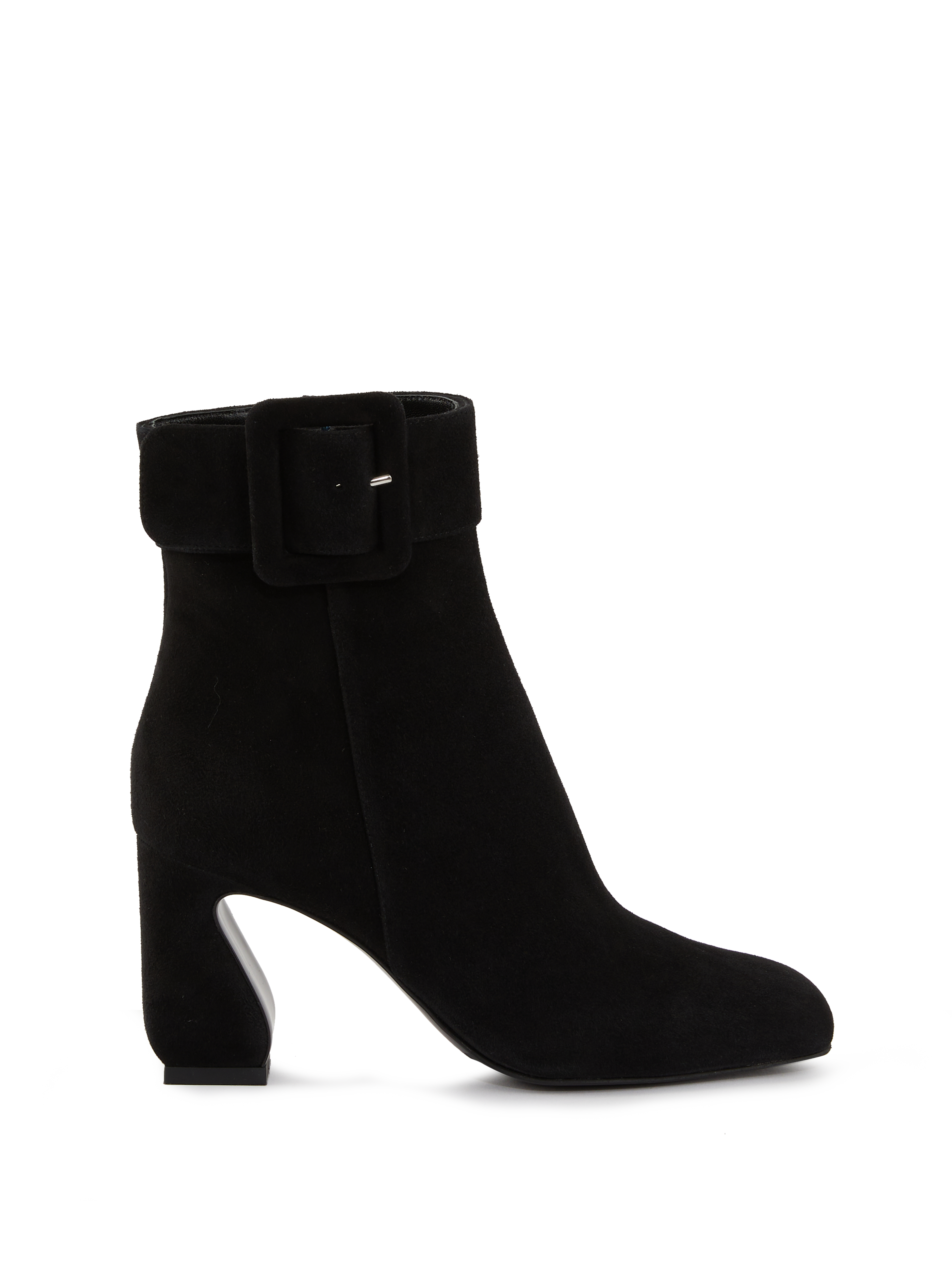 Veloursleder-Stiefeletten Schwarz