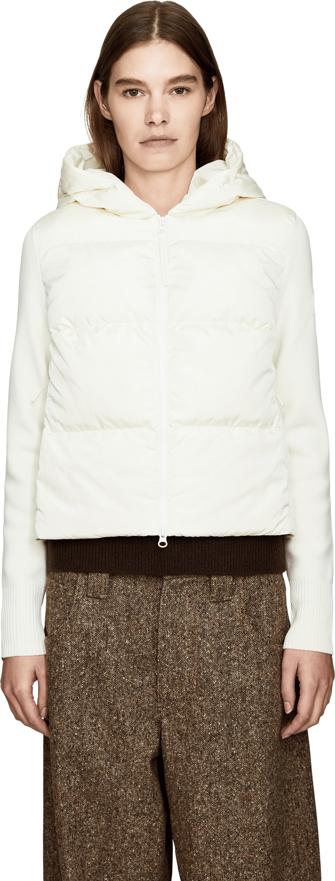 Canada Goose Daunen-Kapuzenjacke 'Hybridge Wide Quilt' Crème, Frontansicht – UNGER.DE