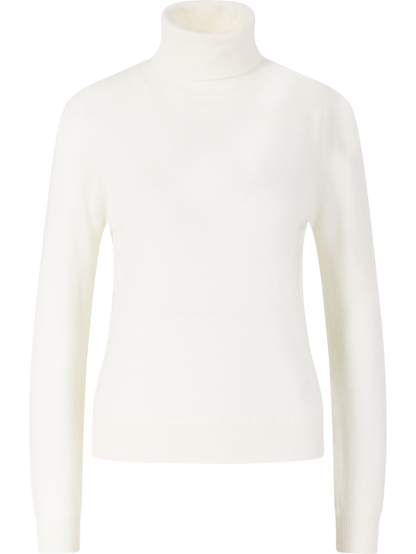 Cashmere-Pullover mit Rollkragen und Puffärmeln Crème