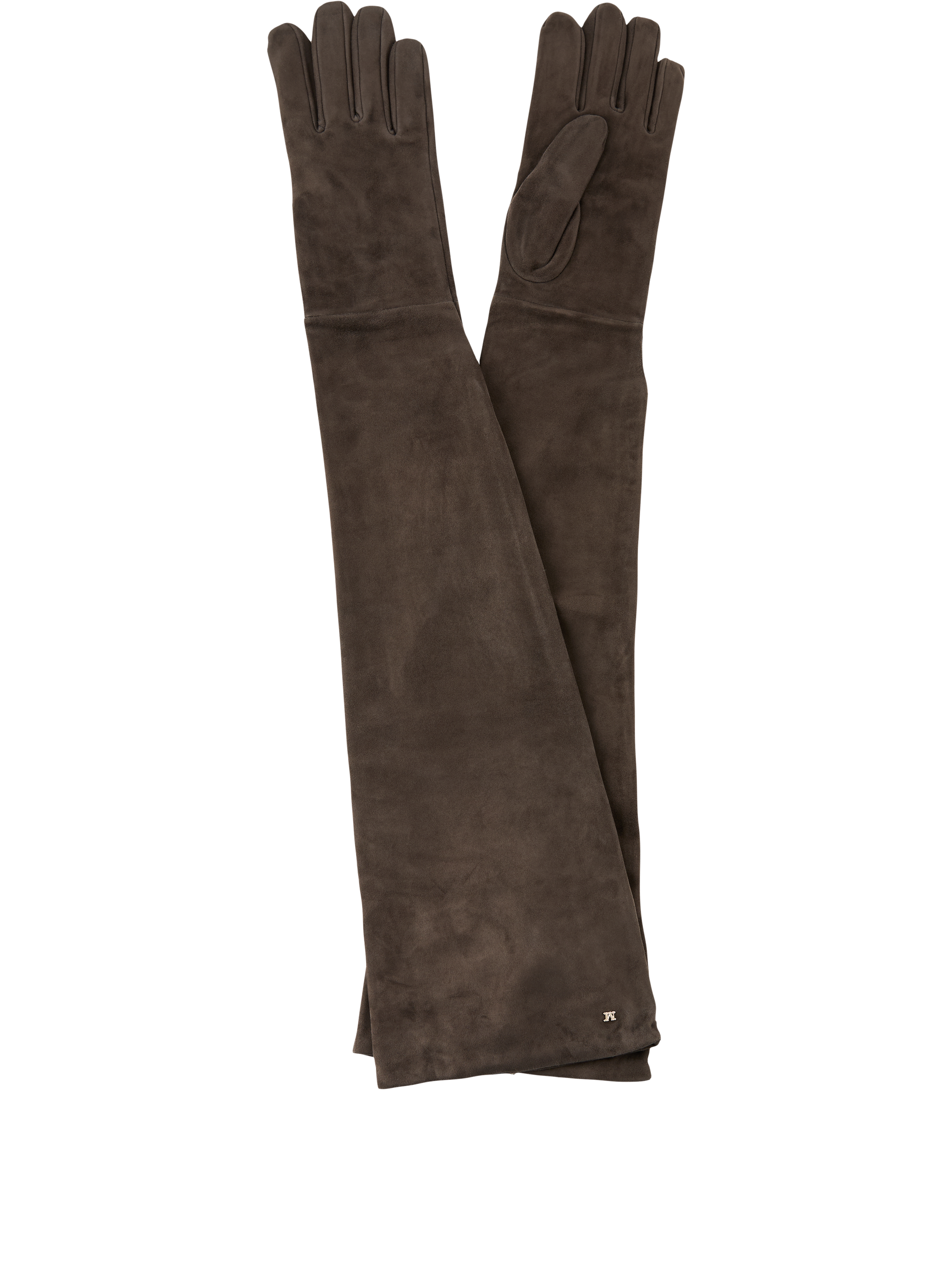 Max Mara Lange Handschuhe 'Estremo' aus Wildleder Dunkelbraun, Produktansicht – UNGER.DE