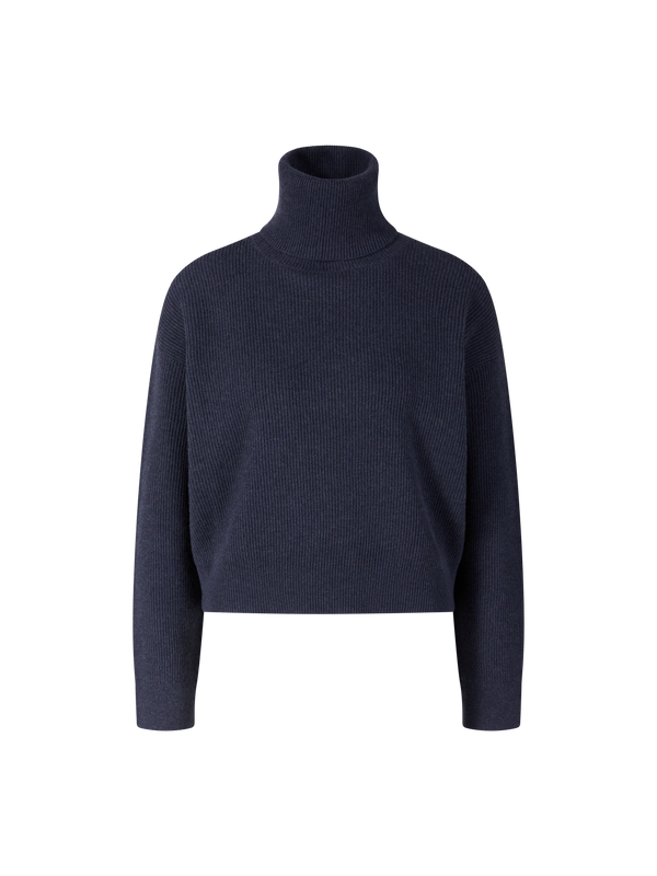 Wool and cashmere turtleneck jumper dark blue