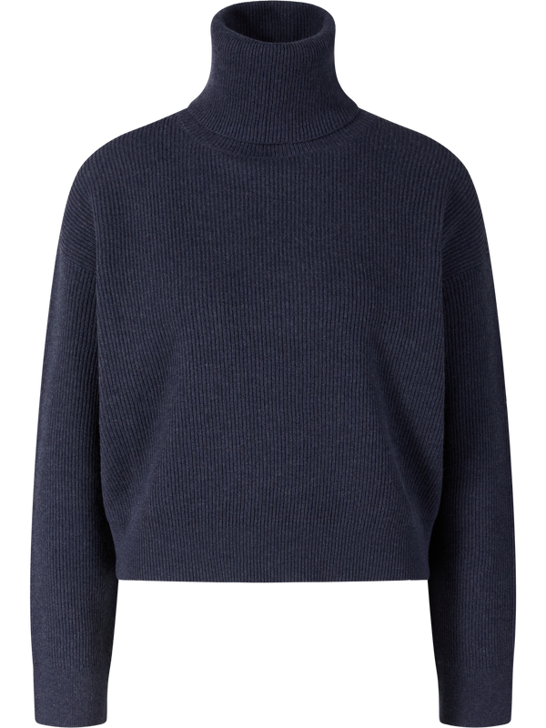 Wool and cashmere turtleneck jumper dark blue
