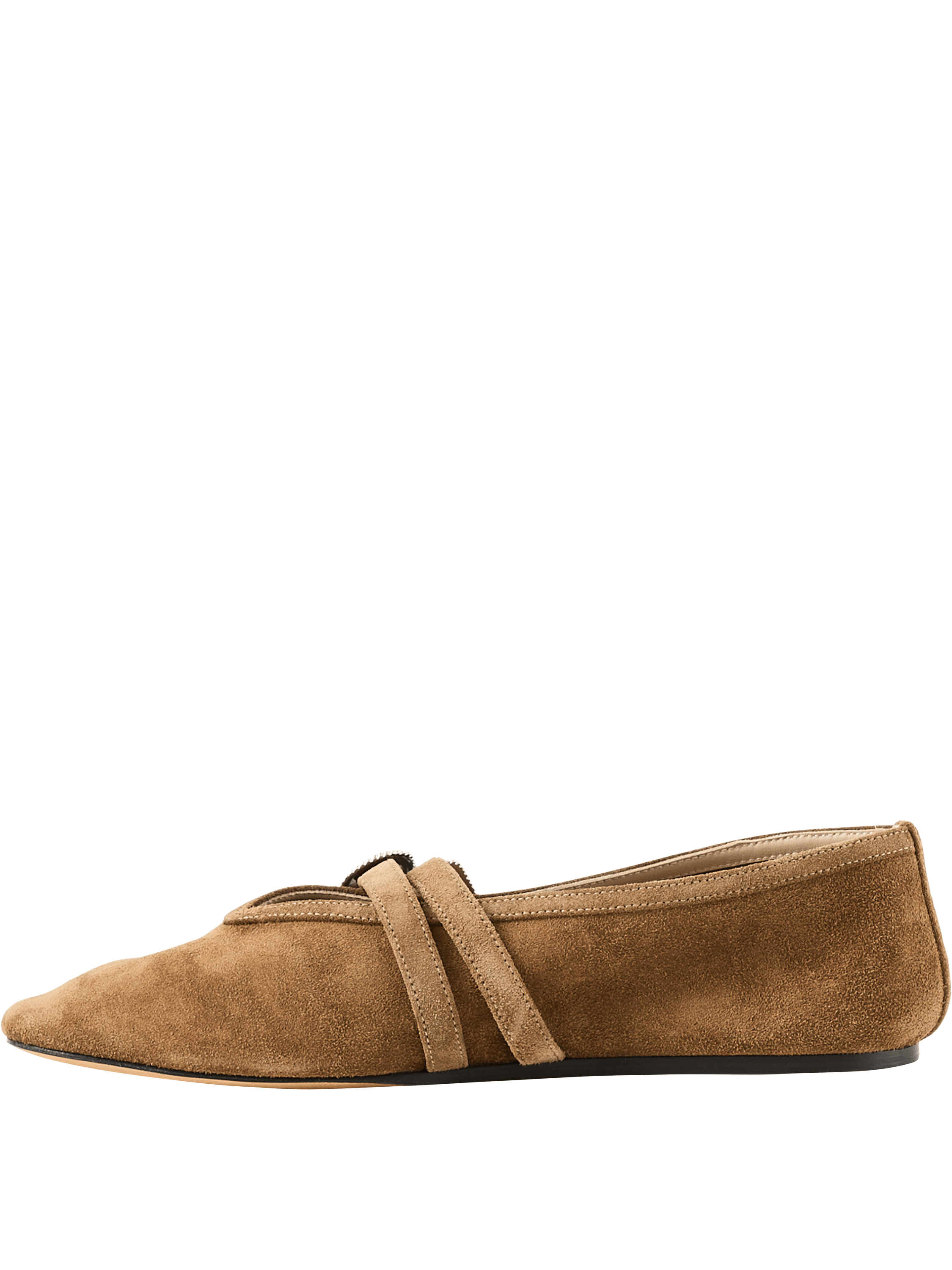 Le Monde Béryl Ballerina 'Claudia' aus Veloursleder Beige, Frontansicht – UNGER.DE