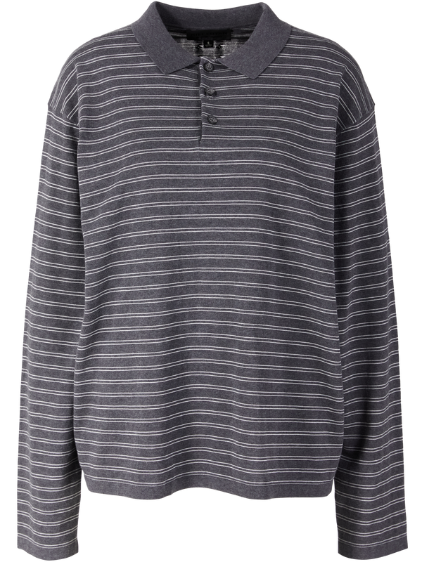 Gestreiftes Langärmeliges Poloshirt 'Foley' Grau