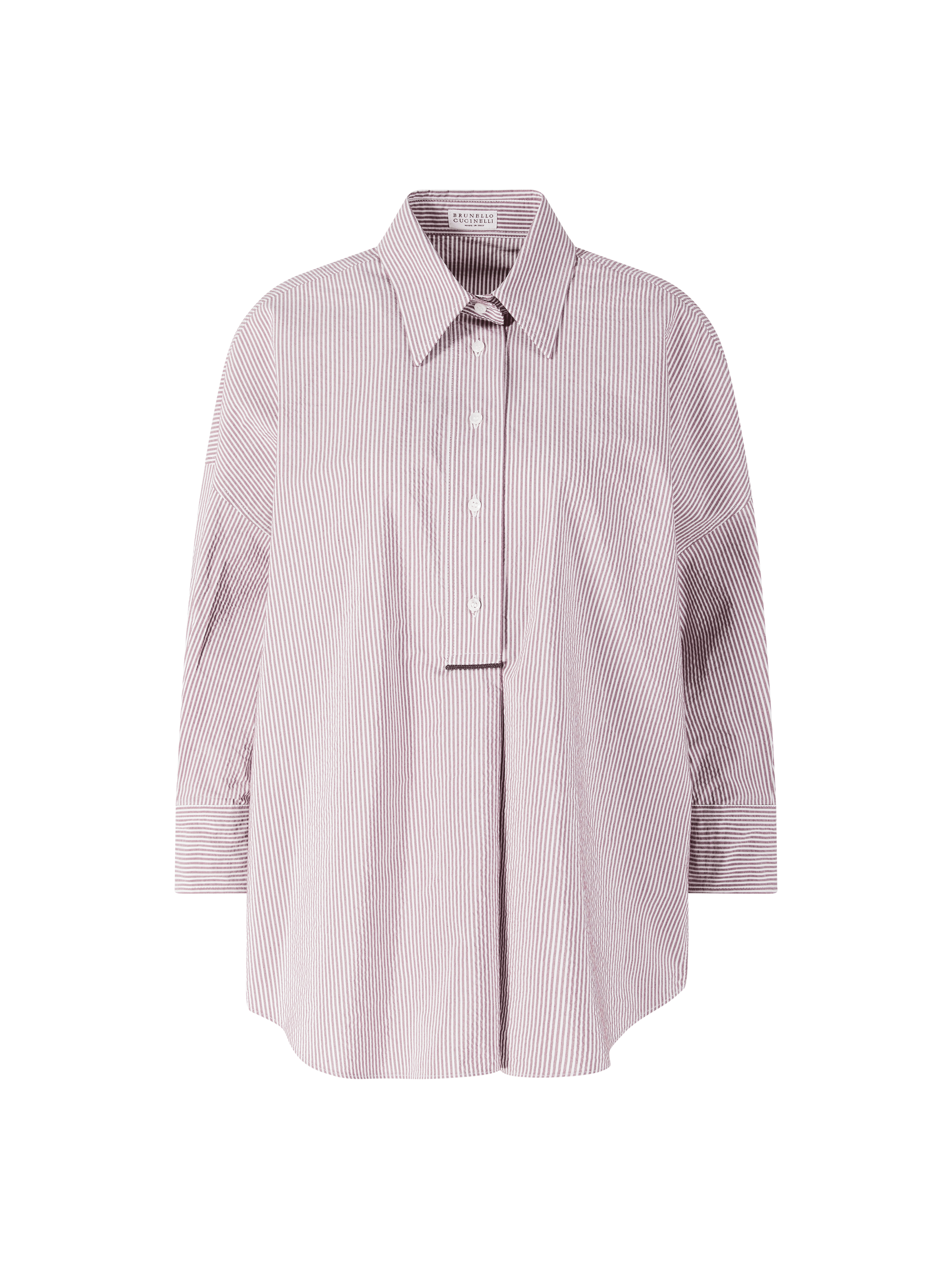 Gestreiftes Hemd mit Seersucker-Optik Violett/Weiß