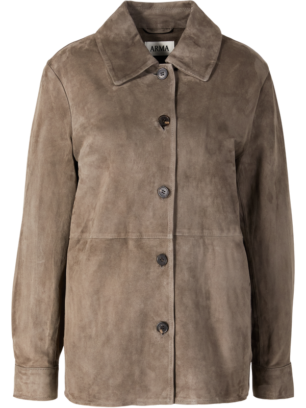'Vicky' jacket in grey lamb suede